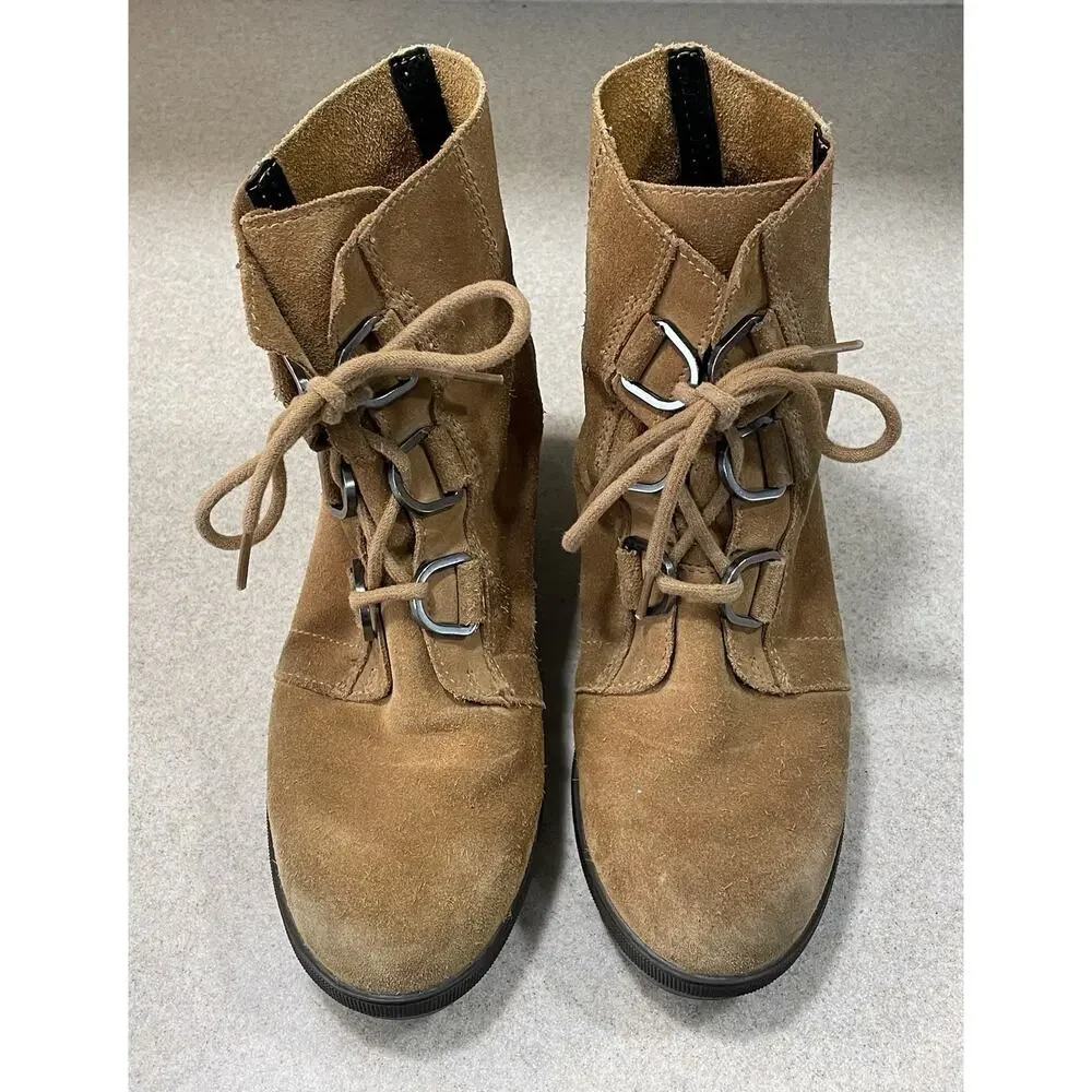 Sorel Youth Joan of Arctic Wedge Ankle Booties Kids Size 5 EUR 37 Brown Leather